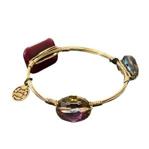 Designer Gold Plated Multi Swarvoski Stone & Crystal Wire Bracelet